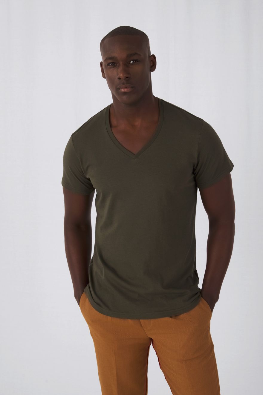 Tricou organic cu decolteu în V Inspire pentru bărbați cu mânecă scurtă