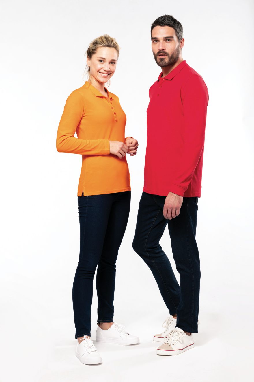 Tricou polo piqué de damă cu mâneci lungi