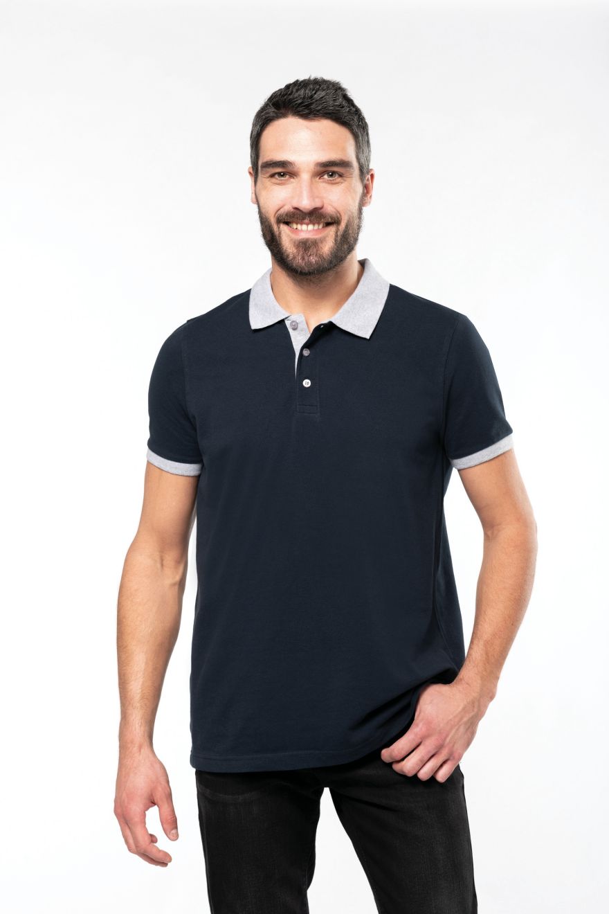 Tricou polo cu mâneci scurte, bicolor, pentru bărbați