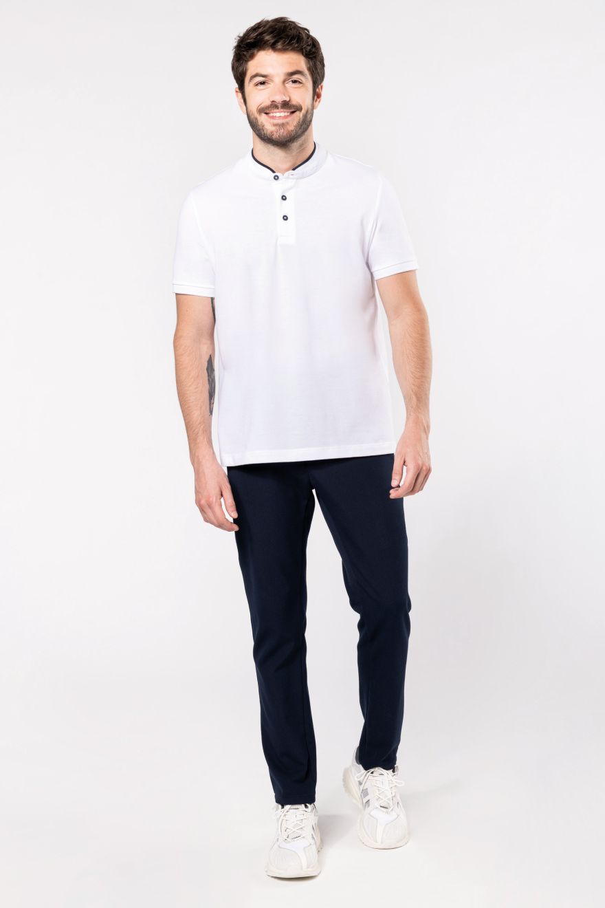 Tricou polo bărbătesc cu mânecă scurtă cu guler mao Cu mânecă scurtă