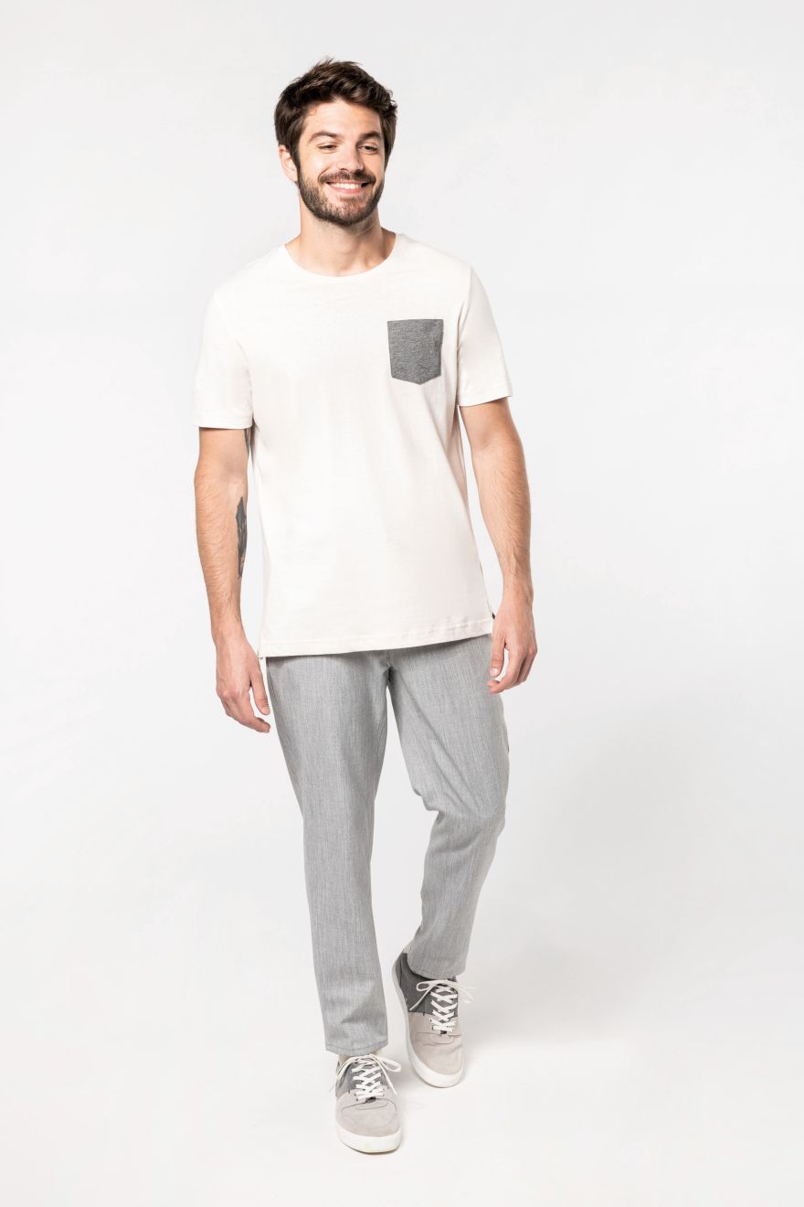Tricou din bumbac organic cu buzunar Mâneci scurte