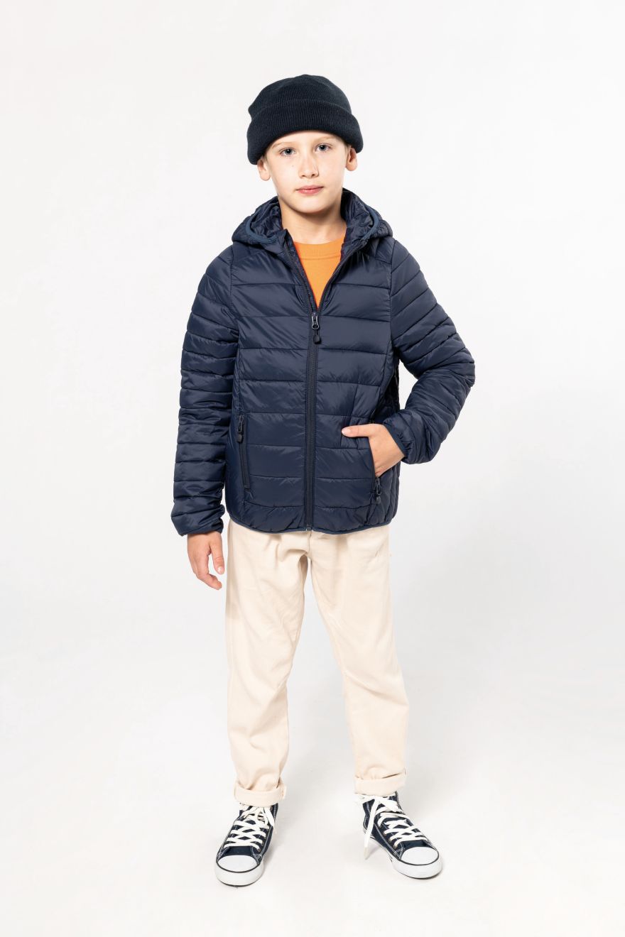 Jachetă lejer căptușită pentru copii cu mâneci lungi și glugă