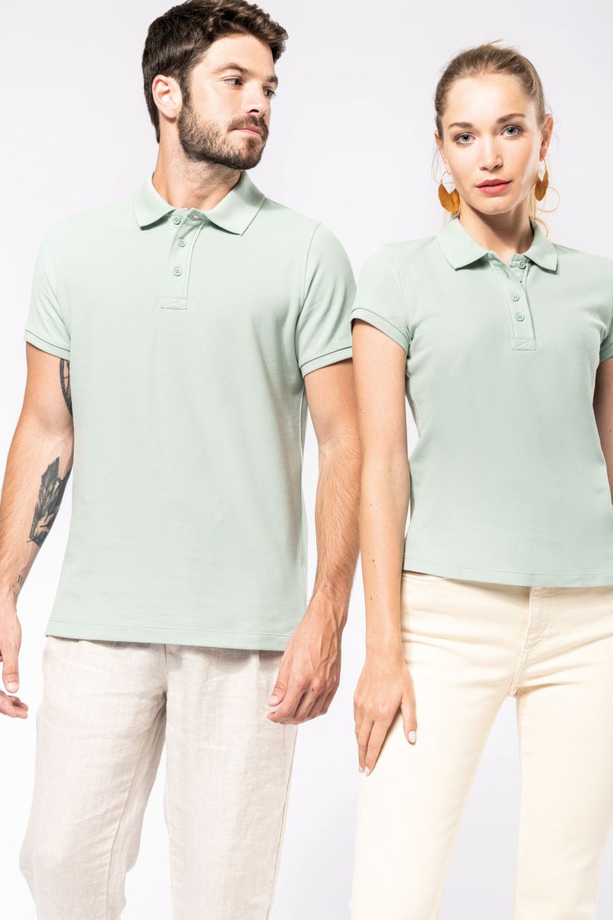 Tricou polo de damă din piqué organic Mânecă scurtă