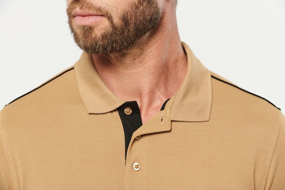 Tricou polo cu mânecă scurtă DayToDay contrastată pentru bărbați